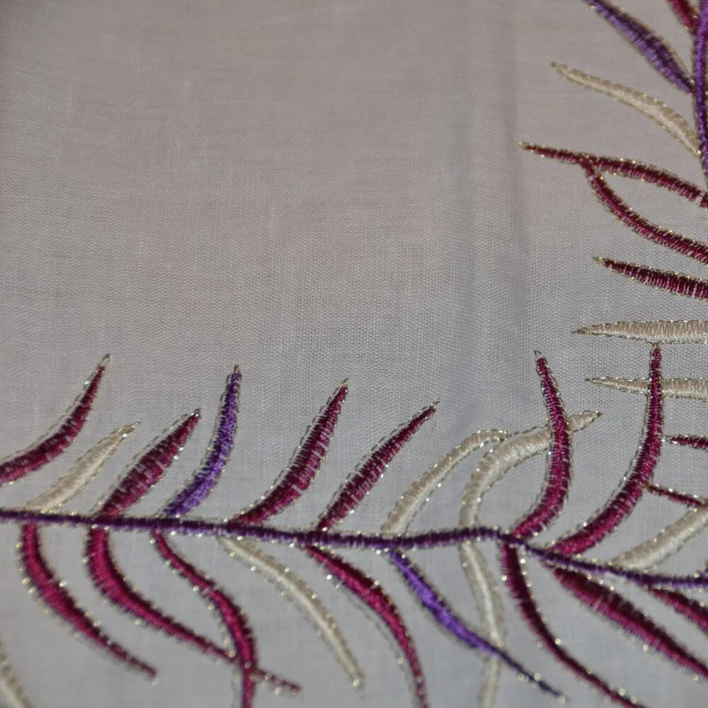 RARE SET KIM SEYBERT LIVING 4 PURPLE EMBROIDERED FEATHER 21